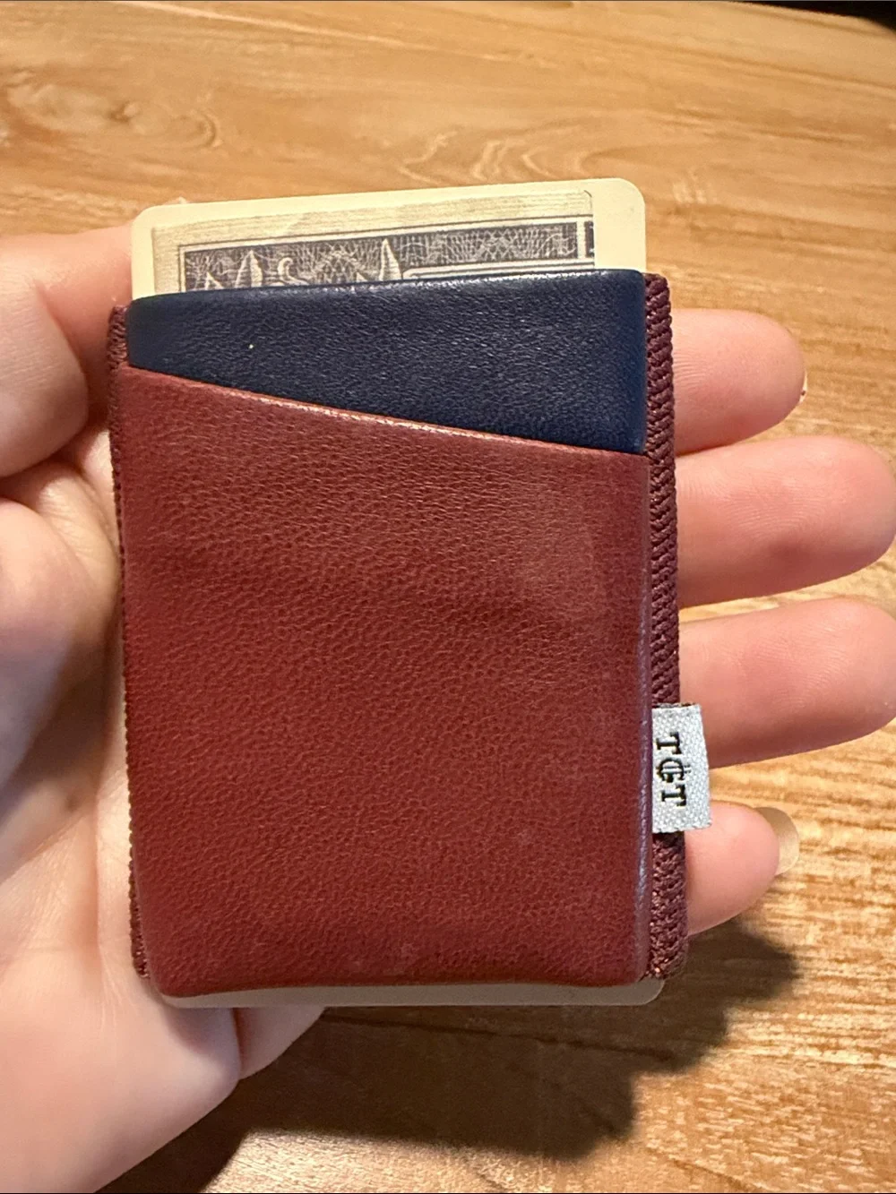 Men’s TGT Burgundy and Navy Deluxe Leather Card Wallet